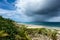 Rain cloud over ocean, Meads Bay, Anguilla, British West Indies BWI, Caribbean