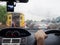 Rain drops on windshield car