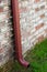 Rain gutter on brick house