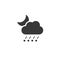Rain and hail, cloud and moon. Icon. Night weather glyph vector illustration