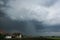 Rain and hail shaft below a thunderstorm cloud in Romania, eastern Europe