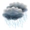 Rain illustration. Realistic gray clouds and raindrops. Autumn