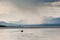 Rain shower over Marsh Lake Yukon Territory Canda