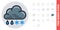 Rain with snow or sleet icon for weather forecast application or widget. Cloud with raindrops and snowflakes. Simple