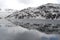 Rain on snowy mountains and frozen glacier lake Tsomgo