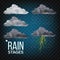 Rain Stages Vector. Cloud, Storm. Weather Icon. Realistic Isolated Transparent Illustration