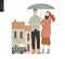 Rain - standing couple