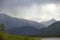 Rain storm coming to lake in Colorado Mountains