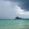 A rain storm is coming. Two ships in the Andaman Sea. Krabi, Thailand