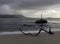 Rain and sunshine on the Mino estuary in the north of Portugal.