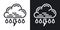 Rain with thunder or thunderstorm icon for weather forecast application or widget. Cloud with raindrops and lightning