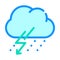 Rain thunderstorm and lightning color icon vector illustration