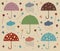 Rain Umbrella Vector with Star and Heart