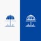 Rain, Umbrella, Weather, Spring Line and Glyph Solid icon Blue banner Line and Glyph Solid icon Blue banner