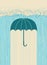 Rain.Vector hand drawn image with umbrella and dark clouds