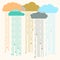 Rain.Vector image with stylish flat clouds