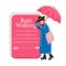 Rain walking flat color vector character quote