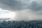 Rain waterfall from the sky. Incredible moment rain falls on half of city