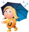 Rain weather, girl with umbrella