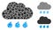 Rain weather Mosaic Icon of Uneven Items