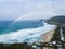 Rainbow above Beach, Seal Rocks Sydney Australia aerial