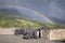 Rainbow above a cannons at Brimstone Hill Fortress on Saint Kitts. West Indies