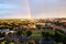 Rainbow above city edmonton