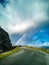 Rainbow above the famous Dinosaur bay at Staffin on the isle of Skye