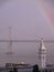 Rainbow above Ferry Building & Bay Bridge