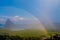 Rainbow above Samet Nangshe viewpoint Phang Nga Bay in Thailand