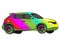 Rainbow aerography car vector drawing illustration
