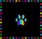 Rainbow animal pawprint symbol framed with multicolored paw prin