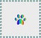 Rainbow animal s pawprint bordered with multicolored frame