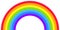 Rainbow arc shape, half circle, bright spectrum colors, colorful striped pattern