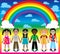 Rainbow Background with Kids