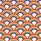 Rainbow background. Seamless pattern with colorful rainbows for kids holidays
