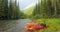 Rainbow on the background of wild nature of the Altai