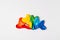 Rainbow balloon hearts for decoration in LGBT colors. Set of isolated heart shaped deflated balloons for greeting card for Pride