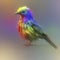 Rainbow bird paintings in the impressionist style. AI-Generated.