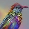 Rainbow bird paintings in the impressionist style. AI-Generated.