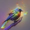 Rainbow bird paintings in the impressionist style. AI-Generated.