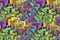 Rainbow bismuth crystals background