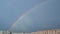 Rainbow on the Blue Sky with Urban House View