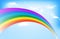 Rainbow on blue sunny sky vector design