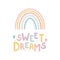 Rainbow boho style Sweet dreams lettering card cute print