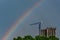 Rainbow building crane sky city