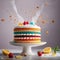 Rainbow cake, colorful multicolored bright dessert, fun for parties and kids