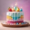 Rainbow cake, colorful multicolored bright dessert, fun for parties and kids