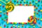 Rainbow candy background, frame mockup isolated, greeting card