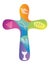 Rainbow christian cross with various symbols